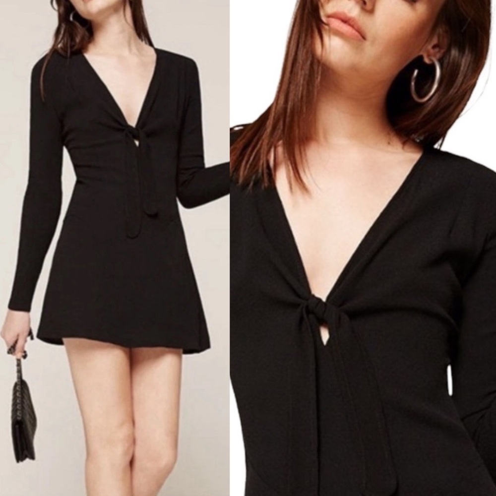 Reformation Gia Mini Dress in Black - Size 0